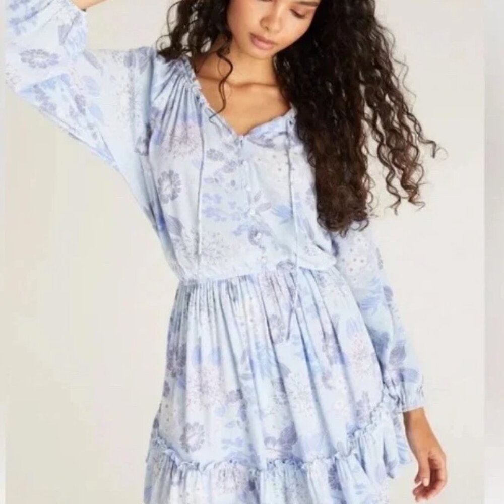 Z Supply Montecito Floral Blue Mini Dress